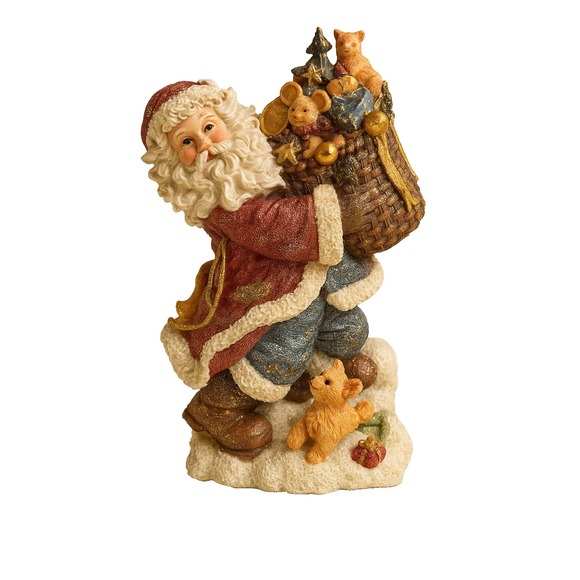 Unbranded Other - Vintage Santa Claus Figurine With Sack Of Toys Glitter Resin Christmas Decor